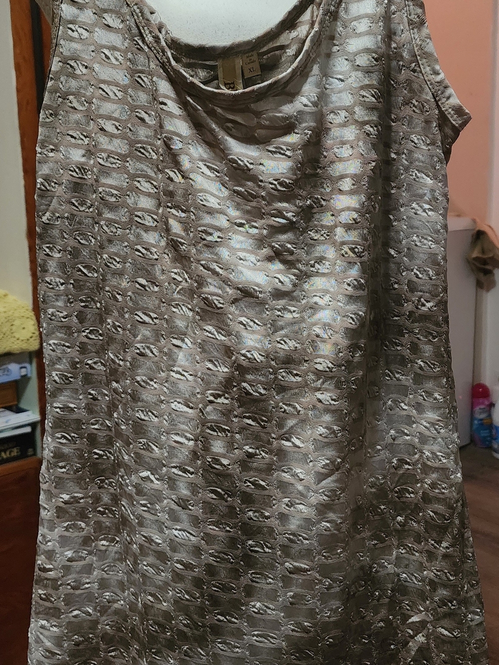 BKE Women's Metallic Taupe-Gray Sleeveless Tank Top Sz XL